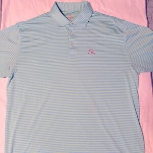Rhoback Light Blue Striped Golf Shirt